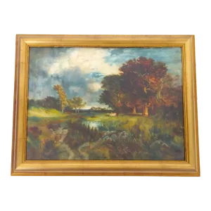 Early 20th Century Wood Framed Oil / Board Decorative Painting