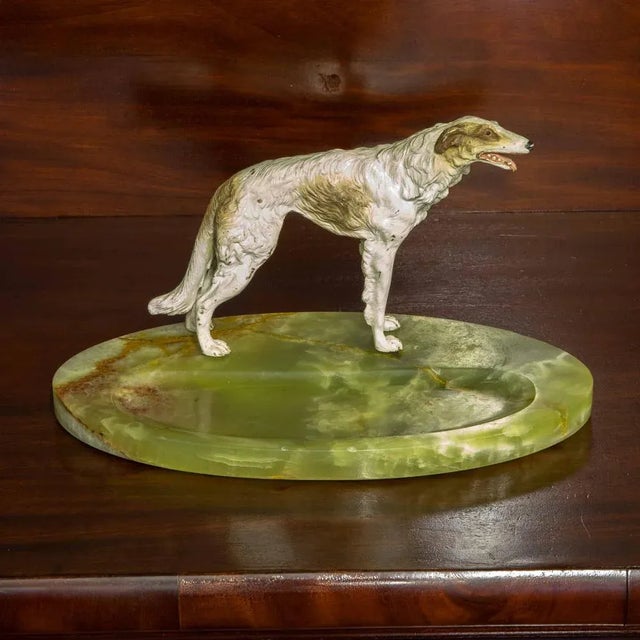 Green Cold Painted Bronze Borzoi Desk Companion For Sale - Image 8 of 8