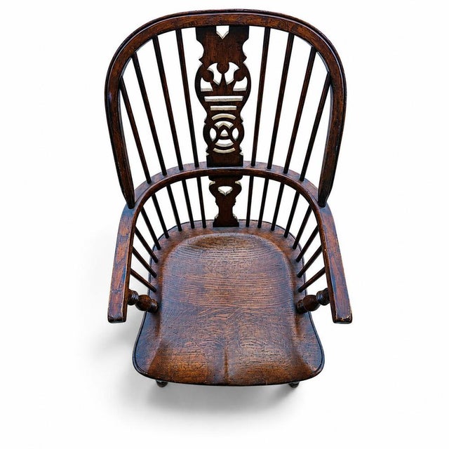 Vintage Oak Wheelback Windsor Armchairs, 1980s, Set of 9 For Sale - Image 10 of 18