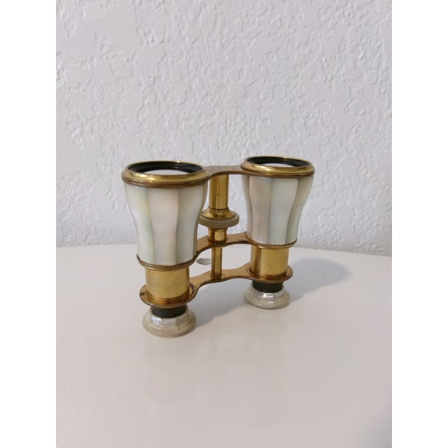 1900 - 1909 Early 20th Century Lemaire Paris Mother of Pearl and Brass Opera Glasses For Sale - Image 5 of 12