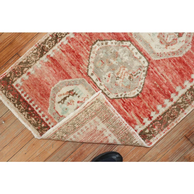 Vintage Zabihi Collection Red Turkish Oushak Narrow Runner - 2'4" x 7'6" For Sale - Image 4 of 9