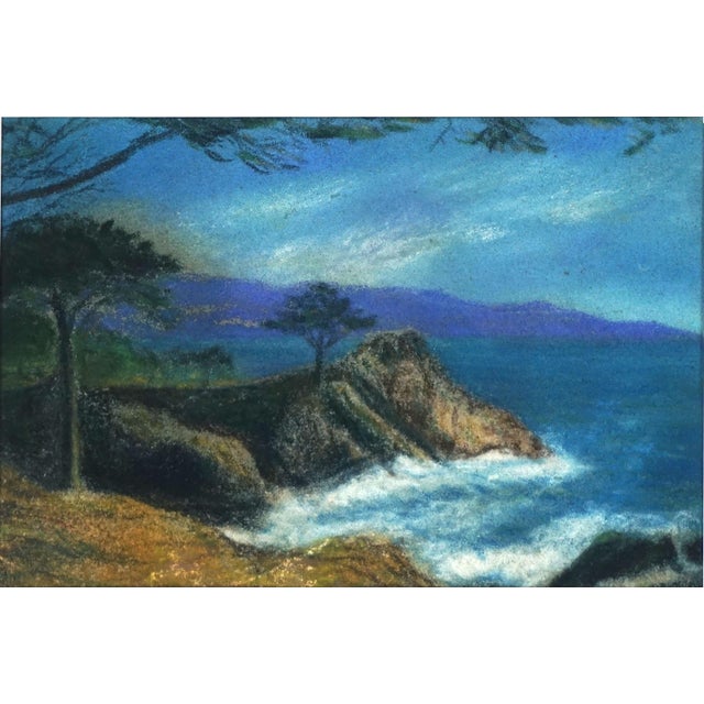 Early 20th Century Pebble Beach Landscape Pastel For Sale - Image 4 of 7