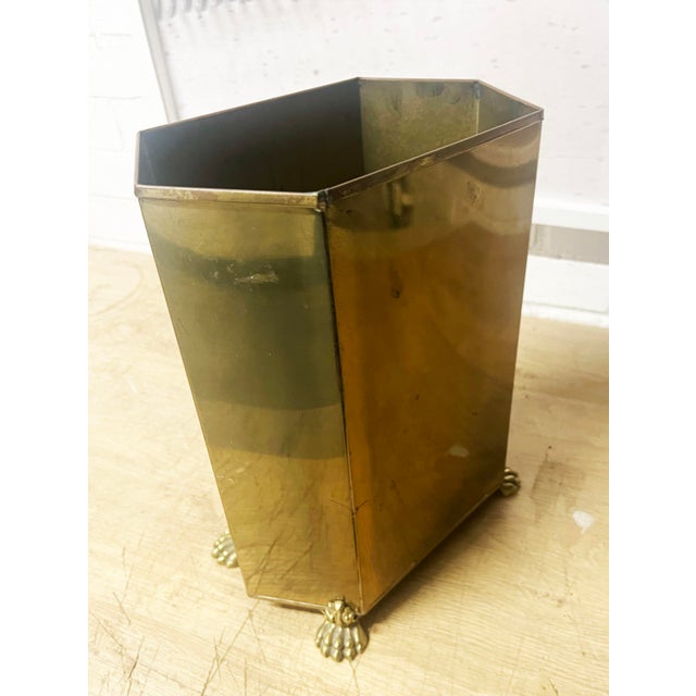 Vintage Brass Neo Classical Waste Bin For Sale - Image 4 of 5