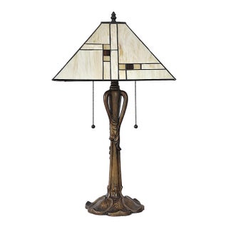 Mission-Style Tiffany Stained Glass Table Lamp by K L Lighting For Sale