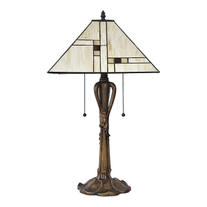 Mission-Style Tiffany Stained Glass Table Lamp by K L Lighting