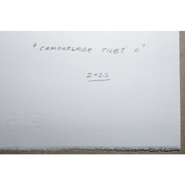 2020s 2022 "Camouflage Terrazzo Tiles II" Abstract Geometric Acrylic Painting on Watercolor Paper by Natalia Roman For Sale - Image 5 of 8