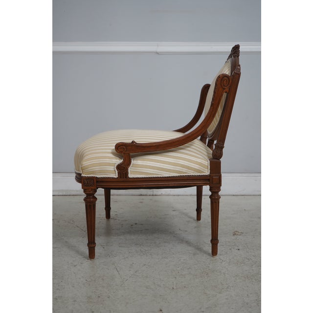 French Vintage French Louis XVI Carved Walnut Parlor Chairs For Sale - Image 3 of 18