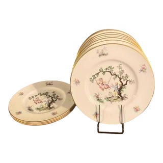 Vintage Royal Worcester Watteau Dinner Plates - Set of 12 For Sale