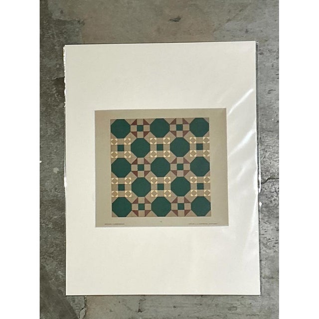 Mid-Century Modern Vintage Geometric Tile Pattern Serigraph For Sale - Image 3 of 12