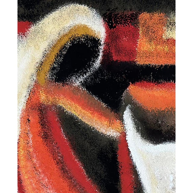 This is a gorgeous vintage Mid-Century abstract oil painting from France. Though the artist is unknown, the work clearly...