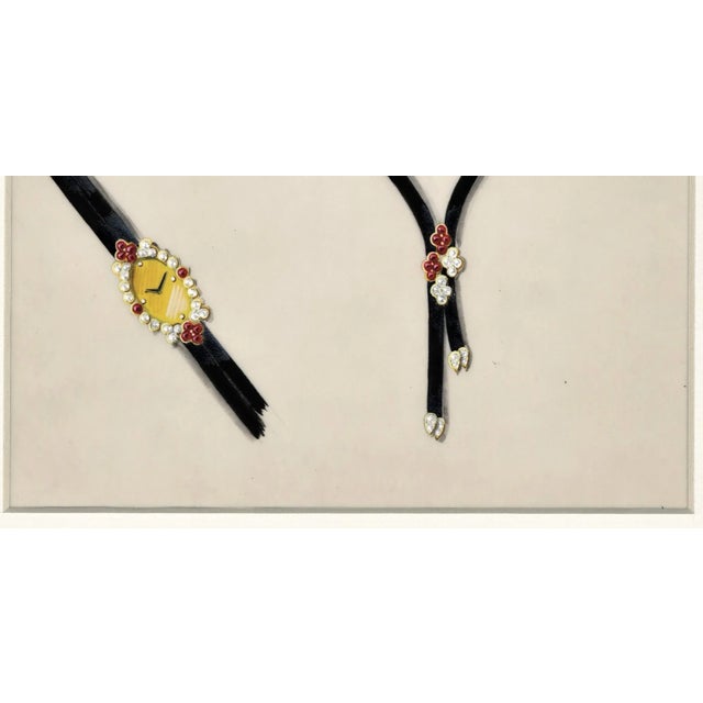 1970s Matted Original French Jewelry Fashion Design in Gouache For Sale - Image 5 of 6