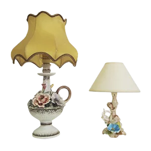 Floral Table Lamps from Abat Jour, 1950s, Set of 2