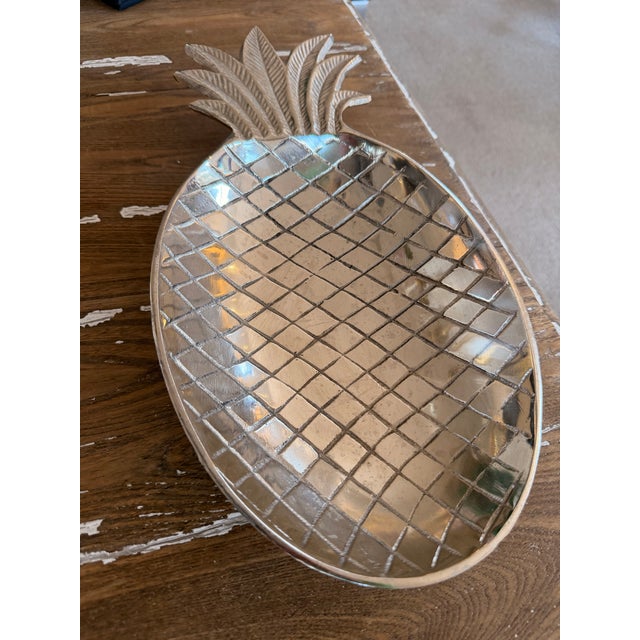 Vintage Decorative Silver Pineapple Serving Dish For Sale - Image 4 of 5