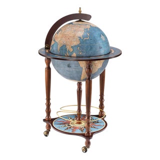 Da Vinci Blue Dust Bar Globe by Zoffoli Mappamondi For Sale