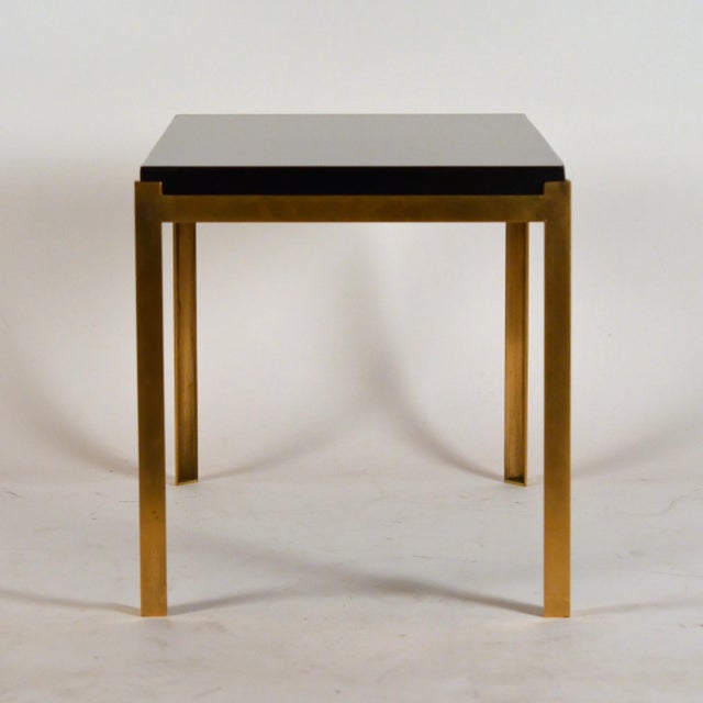 DESIGN FRERES Chic 'Caisson' Solid Brass and Black Lacquer End Tables by Design Frères - a Pair For Sale - Image 4 of 8