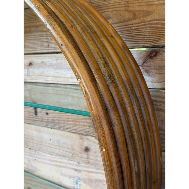 Mid 20th Century Monumental Vintage Bent Rattan Circular Wall Shelf Manner of Paul Frankl For Sale - Image 5 of 12