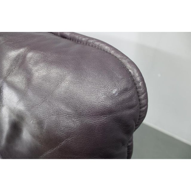 Italian Dark Purple Leather Swivel Lounge Chair, 1980s For Sale - Image 18 of 18