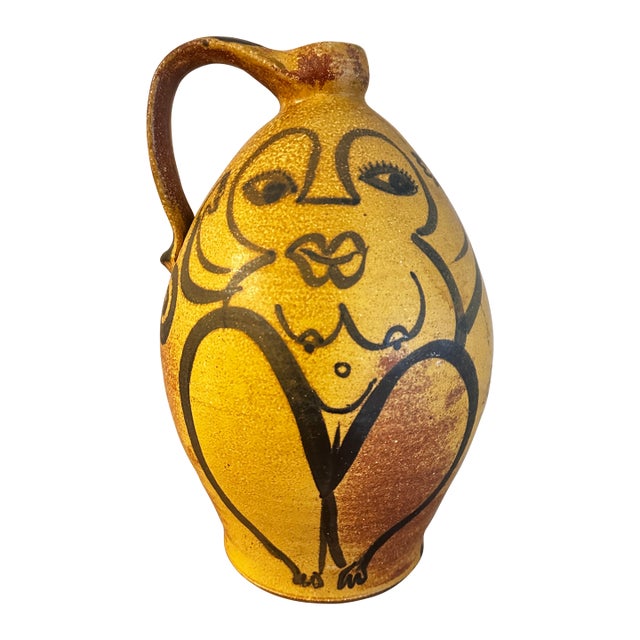 Fred Johnston Decorated Stoneware Jug For Sale