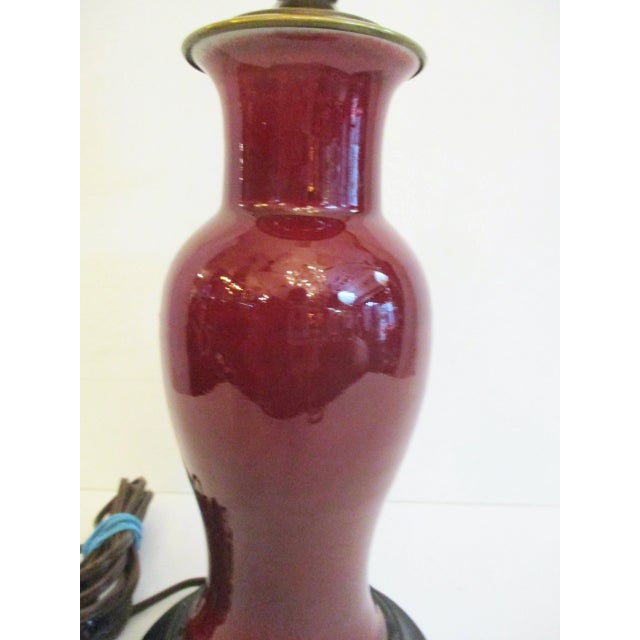 Early 20th Century Antique 1910s Chinese Oxblood Baluster Vase Lamp For Sale - Image 5 of 7
