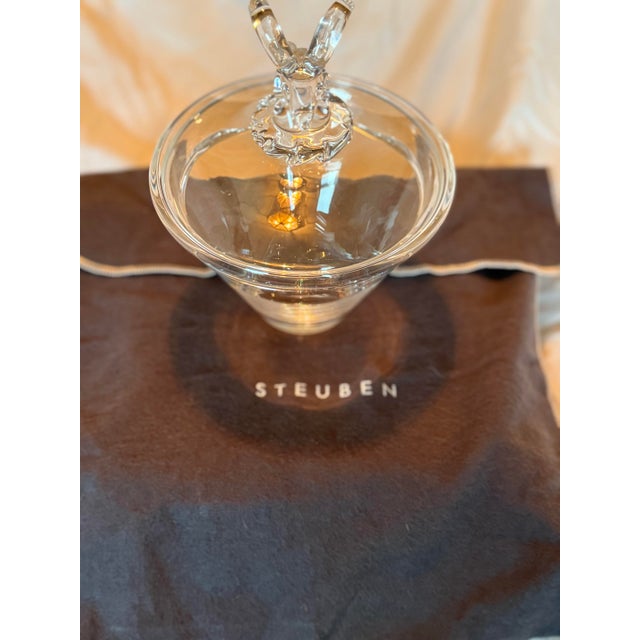 Vintage Steuben Crystal Ram’s Head Covered Candy Dish – Original Box & Pouch For Sale In San Francisco - Image 6 of 10