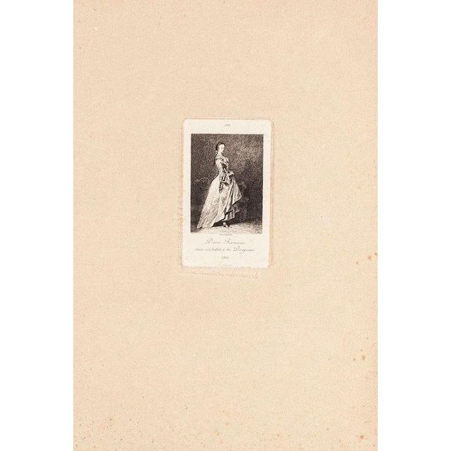 Image dimensions: 10.5 x 6.5 cm. Dame Romaine is an original modern artwork realized by the French artist Léon Gaucherel...