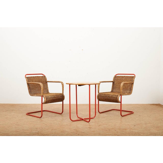 The set consists of a rare seating group (table and 2 armchairs). I have official proof of authenticity such as vintage...