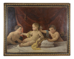 Cherubs, Oil on Canvas, Framed