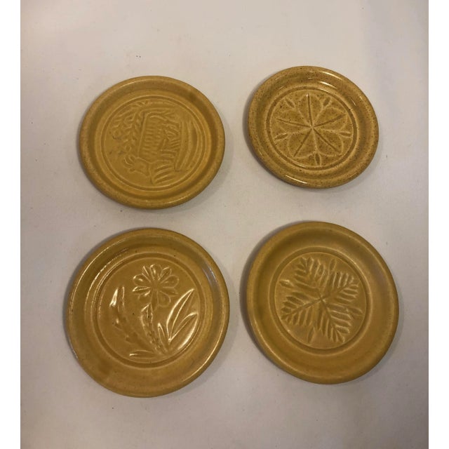 Pigeon Pottery Yellow CoastersAshtrays Old Buttermold Set of 4