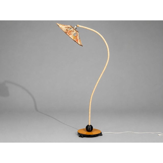 Mid-Century Modern Swedish Modern, Organic Floor Lamp, Cord, Wood, Sweden, 1930s For Sale - Image 3 of 11