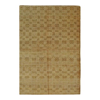 6x9 Brown Hand-Knotted Wool Diamond Lattice Classic Traditional Carpet Rug For Sale