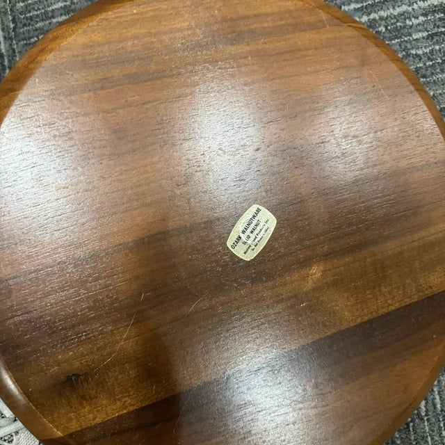 Mid-Century Modern Vintage Ozark Walnutware Round Walnut Tray With Brass Handles For Sale - Image 3 of 3