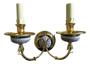 Postmodern Brass and Porcelain Wall Sconce from Wedgwood, Italy, 1970s