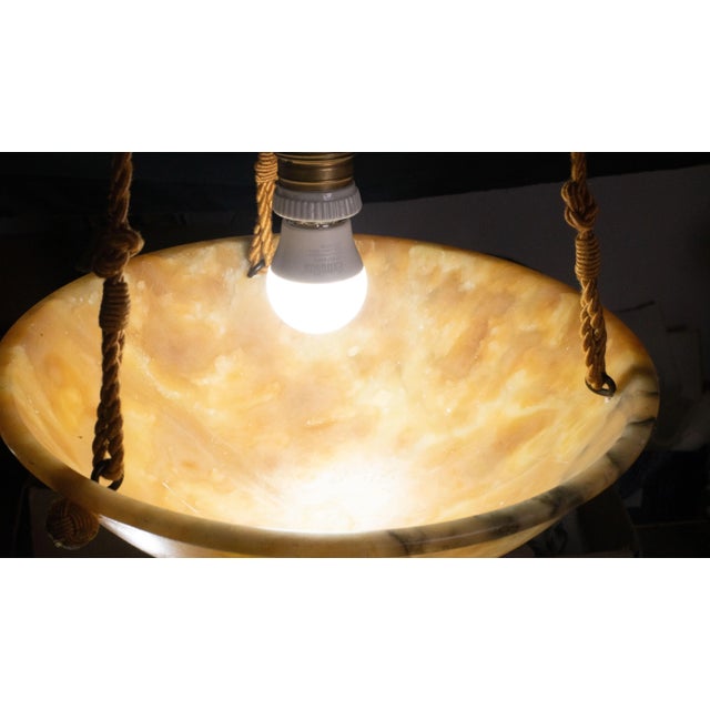 1950s Orange Art Deco Alabaster Pendant, 1950s For Sale - Image 5 of 12