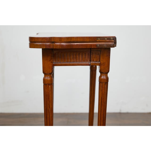 French Walnut Game Table with Marquetry and Reversible Felt Top, Circa 1880 For Sale - Image 10 of 12