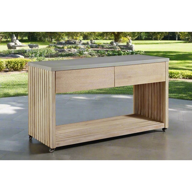 Eclipse Outdoor Solid Teak Wood Natural Look Kitchen Island For Sale - Image 9 of 9