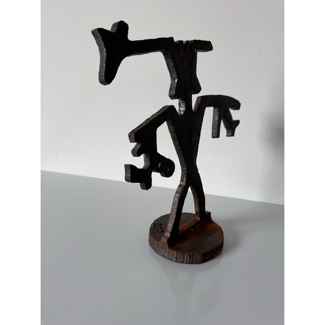 Brown 1990s Vintage Native American–Style Hand-Cut Metal Brutalist Abstract Sculpture For Sale - Image 8 of 12