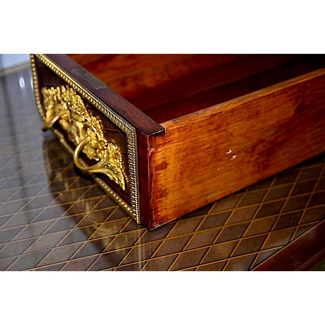 Louis XVI-style Gilt Bronze Parquetry Bureau Plat, After Jean-Henri Riesener For Sale - Image 12 of 13