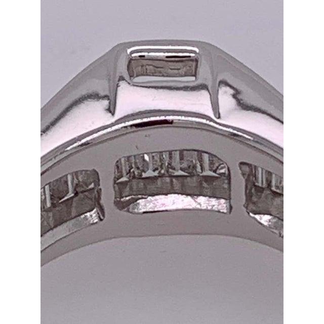 Modern 14 Karat White Gold Ring Wedding Band With Diamond Baguettes For Sale - Image 3 of 12