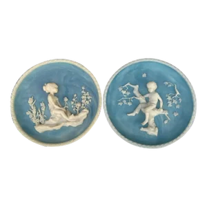 1970s Baby Blue Wall Plates a Pair