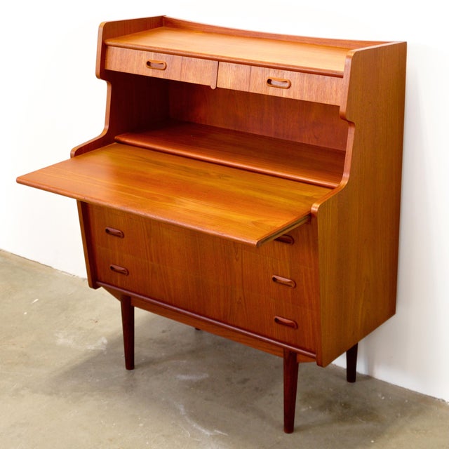 Brown Danish Teak Secretary Desk For Sale - Image 8 of 12