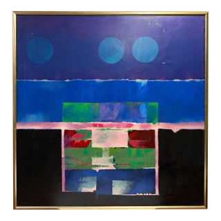 Monumental Alvaro Herrán Chávez Abstract Oil Painting "Plenilunio", Bogota 1973 For Sale