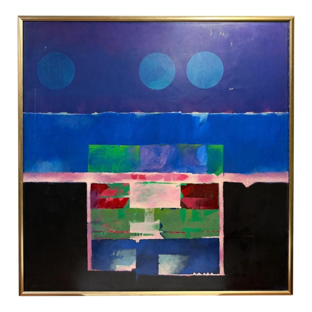 Monumental Alvaro Herrán Chávez Abstract Oil Painting "Plenilunio", Bogota 1973 For Sale