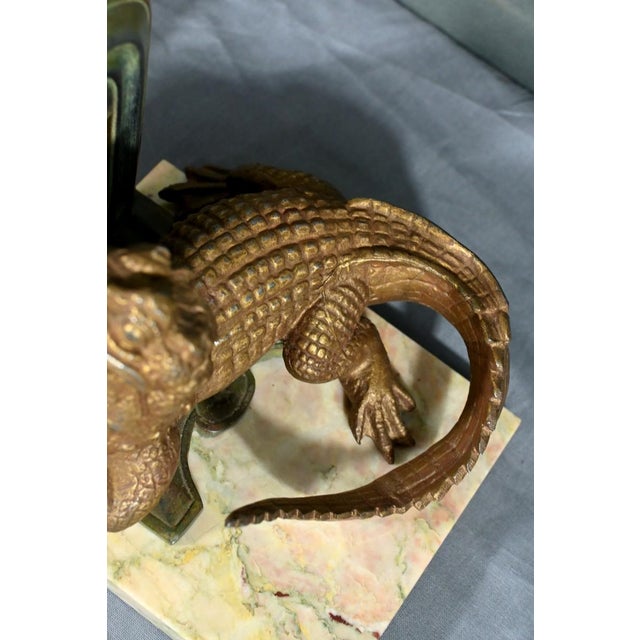 Crocodile Bookends in Spelter and Bronze, 1920s, Set of 2 For Sale - Image 11 of 18