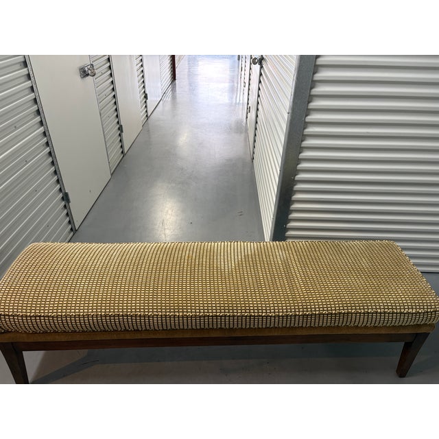 Cream Upholstered Walnut Frame Accent Bench McM-Inspired Transitional Traditional For Sale - Image 8 of 10