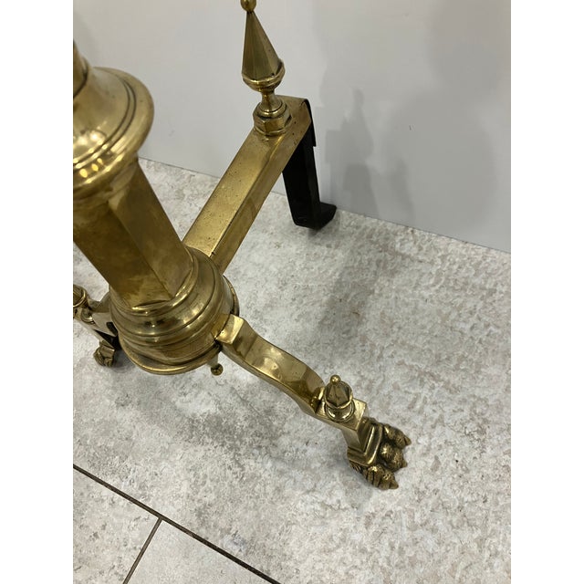 Pair of 1980s Brass Andirons For Sale In Boston - Image 6 of 9