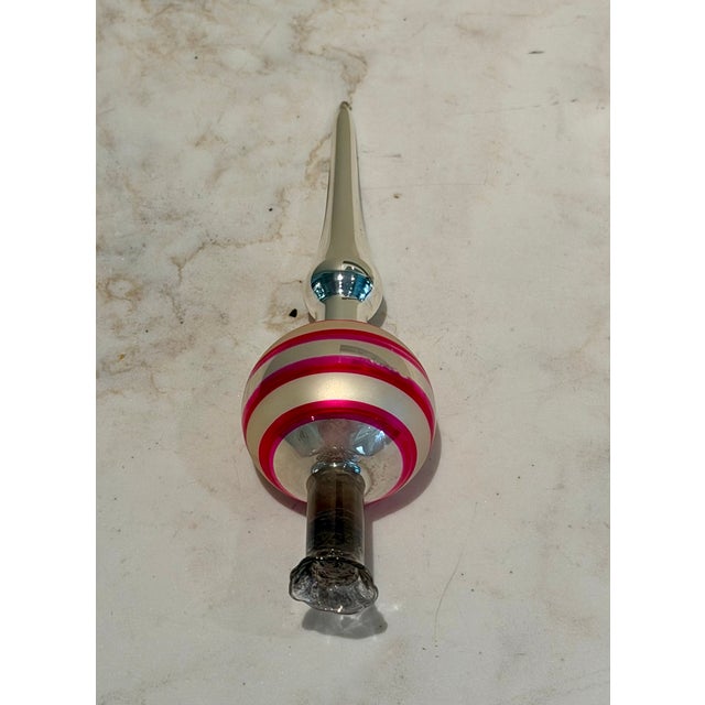 Abstract Vintage Small Silver and Pink Mercury Glass Tree Topper For Sale - Image 3 of 9
