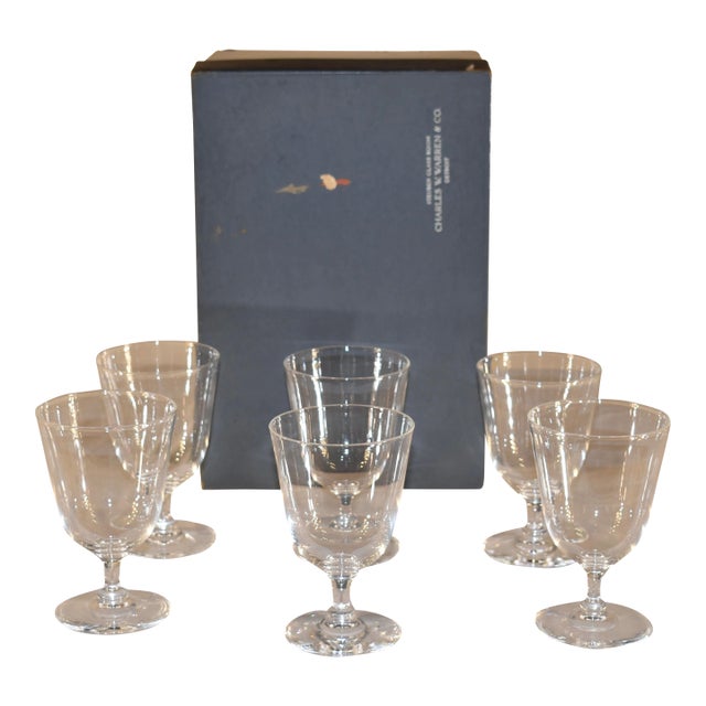 Set of 6 Steuben Wine Glasses in Original Box, Circa 1950's For Sale