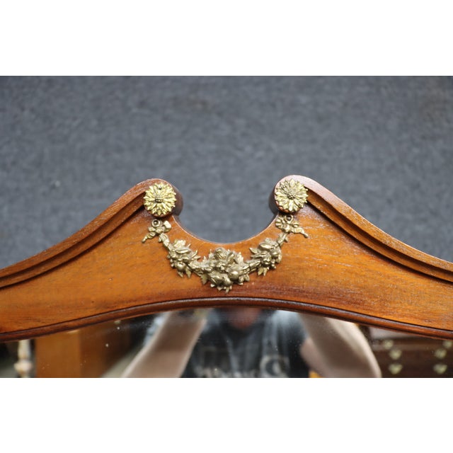 Edwardian Style Mahogany Cheval Dressing Mirror With Brass Accents For Sale - Image 11 of 13