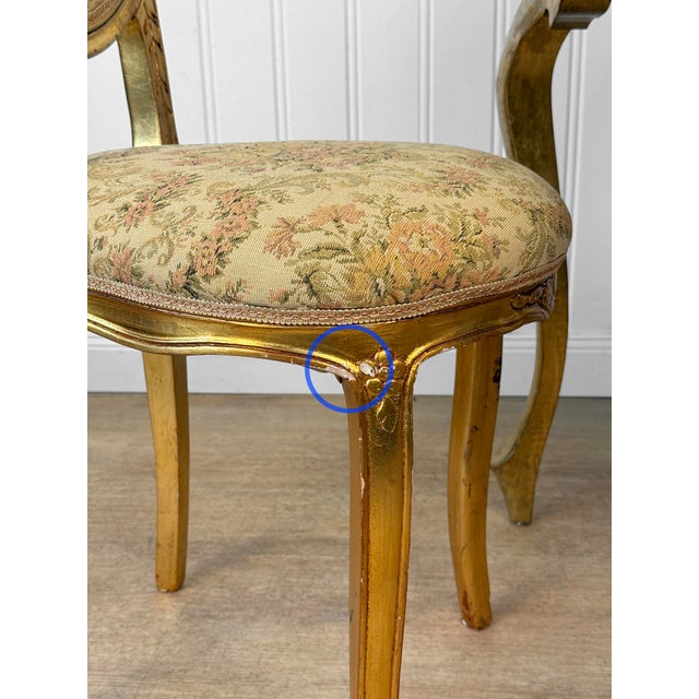 Vintage Italian Rococo Gold Giltwood Writing Desk Vanity W/ Chair For Sale - Image 11 of 14