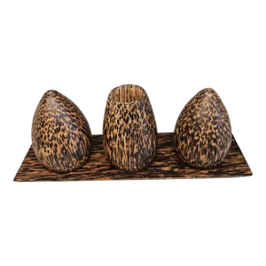 Vintage Thai Wood Salt/Pepper/Tooth Pick Holder Set
